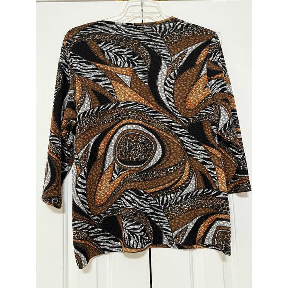 Allison Daley Animal Print Top, Size L - Picture 2 of 5